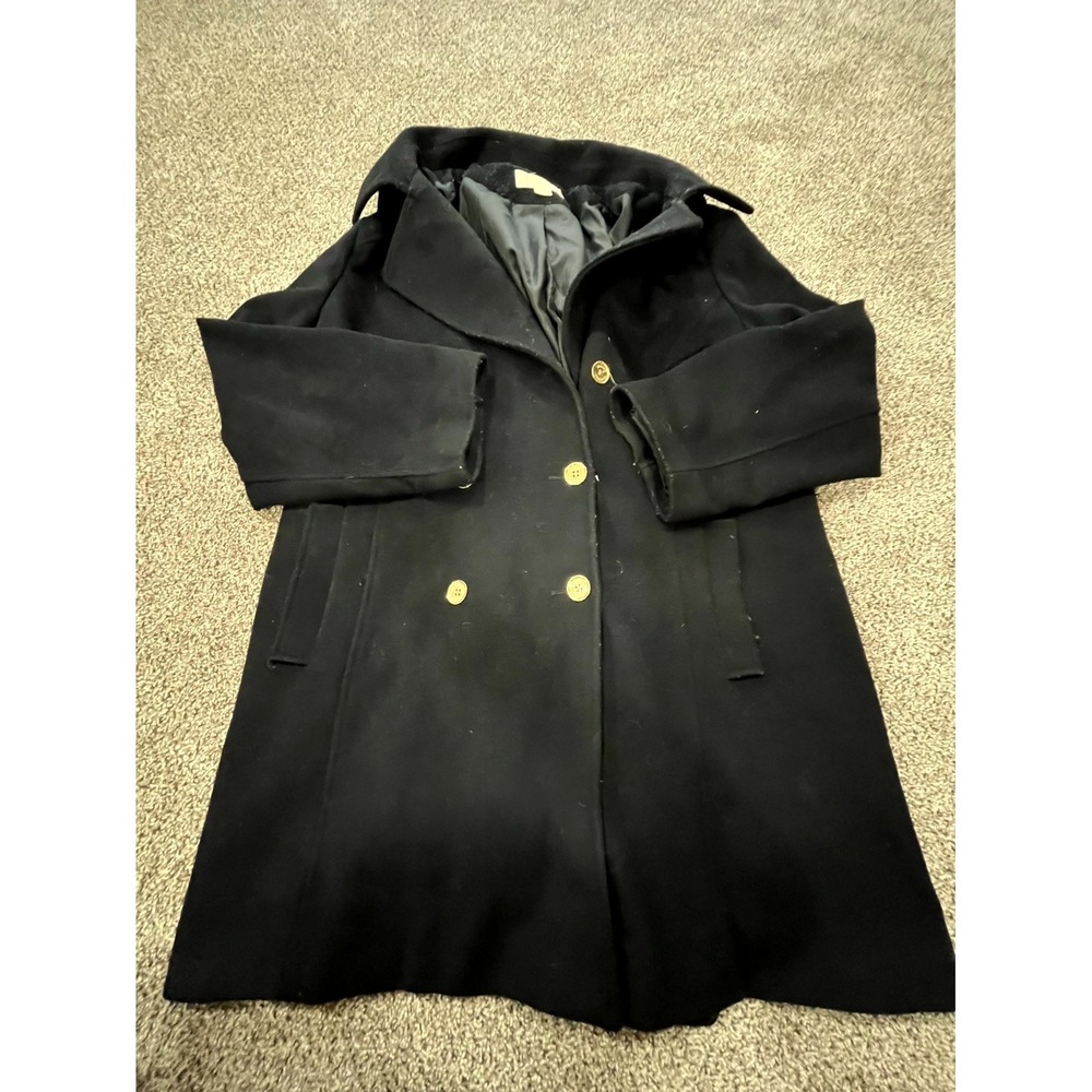 Michael Kors Pea Coat Womens 2X Black Lined Wool Blend Double Breasted Winter